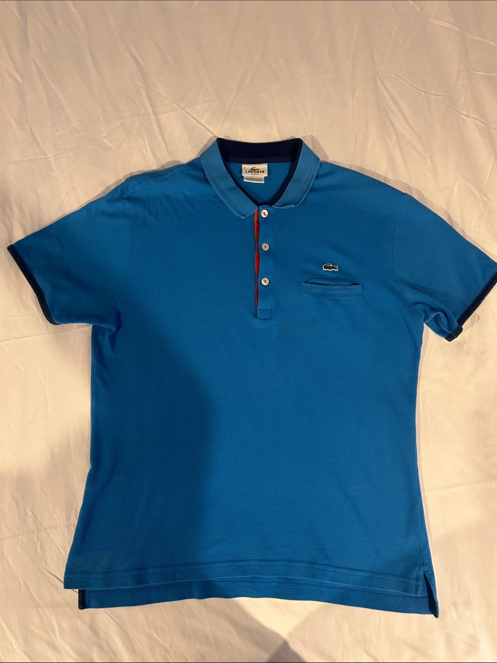 Lacoste Men’s Bright Blue Short-Sleeve Polo with Contrast Trim